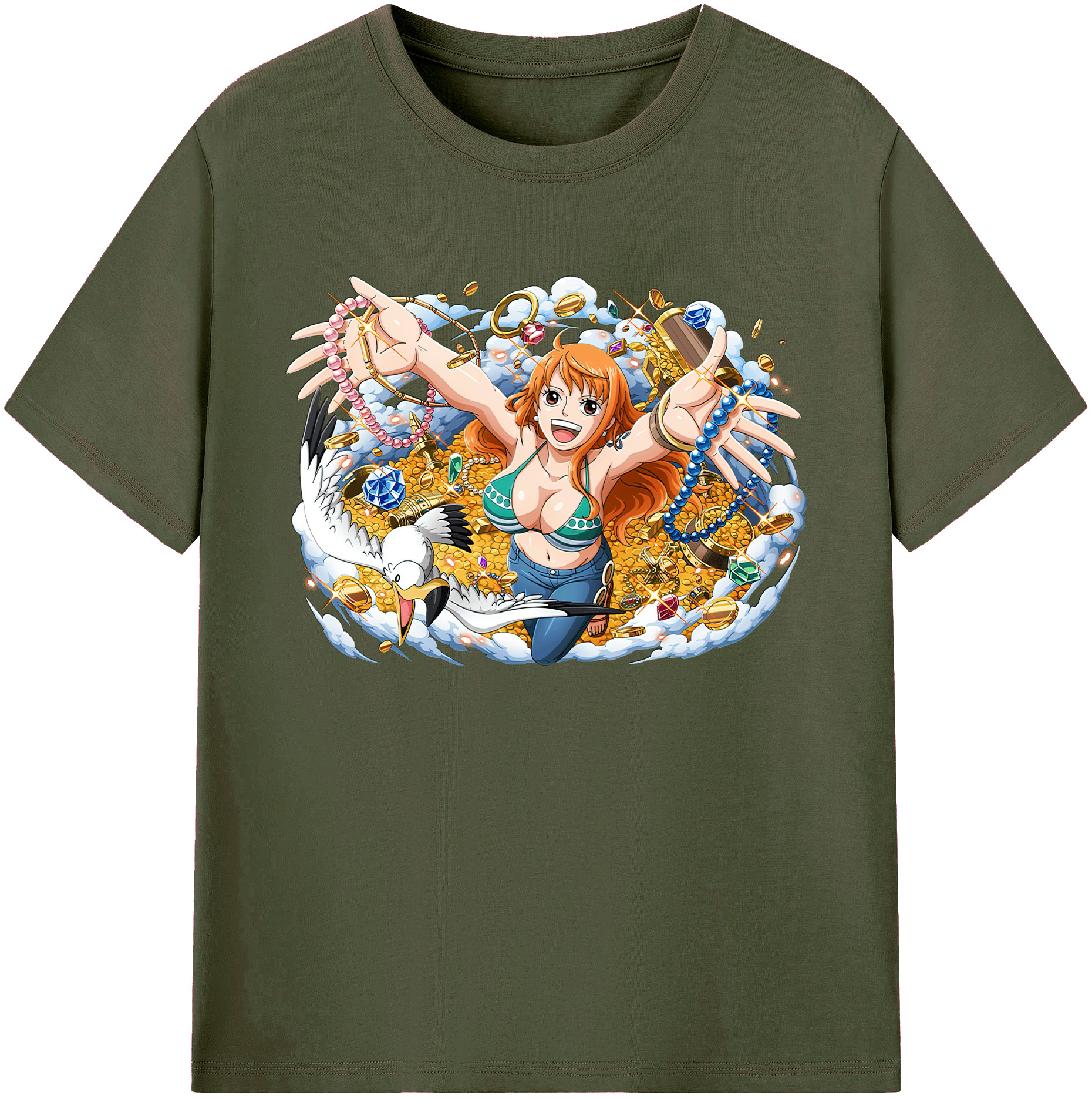 （画像用） ワンピース ナミ ONE PIECE Nami 綿100％ メンズ半袖Tシャツ｜肌触りやわらか＆通気性